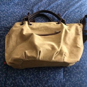 Olive green khaki canvas bag.